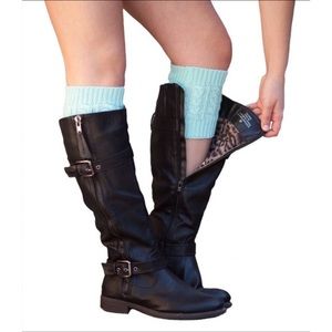 Knit Boot Cuffs In Aqua